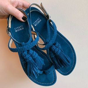 Stuart Weitzman blue suede tassel sandal Size 7